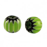 Millefiori bead 6x7mm - Green